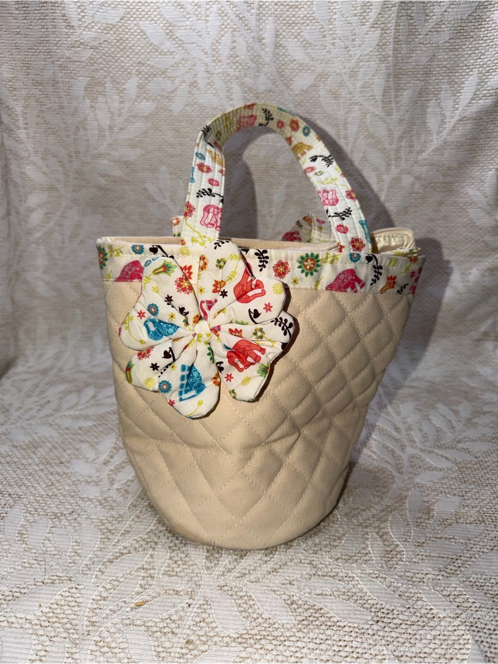 NaRaYa Cream quilted mini tote elephant